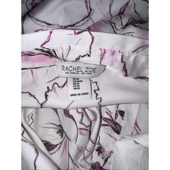 Rachel Zoe Floral Print Shirt with Classic Collar and Long Sleeve Size M - Picture 12 of 13